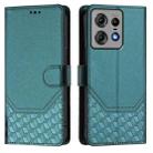 For Motorola Edge 50 Pro Honeycomb Embossing RFID Leather Phone Case(Peacock Green) - 2