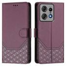 For Motorola Edge 50 Pro Honeycomb Embossing RFID Leather Phone Case(Violet) - 2