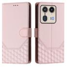 For Motorola Edge 50 Ultra / X50 Ultra Honeycomb Embossing RFID Leather Phone Case(Pink) - 2