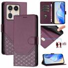 For Motorola Edge 50 Ultra / X50 Ultra Honeycomb Embossing RFID Leather Phone Case(Violet) - 1
