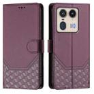 For Motorola Edge 50 Ultra / X50 Ultra Honeycomb Embossing RFID Leather Phone Case(Violet) - 2