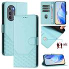 For Motorola Edge 2022 / Edge 5G UW 2022 Honeycomb Embossing RFID Leather Phone Case(Mint Green) - 1