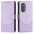 For Motorola Edge 2022 / Edge 5G UW 2022 Honeycomb Embossing RFID Leather Phone Case(Light Purple) - 2