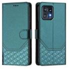 For Motorola Edge+ 2023 / 40 Pro Honeycomb Embossing RFID Leather Phone Case(Peacock Green) - 2