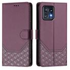 For Motorola Edge+ 2023 / 40 Pro Honeycomb Embossing RFID Leather Phone Case(Violet) - 2