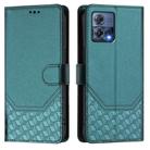 For Motorola Edge 30 Fusion / Moto S30 Pro Honeycomb Embossing RFID Leather Phone Case(Peacock Green) - 2