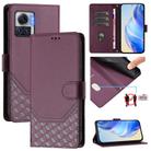 For Motorola Edge 30 Ultra / Moto X30 Pro Honeycomb Embossing RFID Leather Phone Case(Violet) - 1