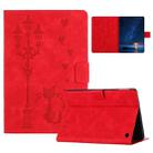 For Amazon Kindle Fire HD 10 2023 / 2021 Embossed Couple Cat Smart Tablet Leather Case(Red) - 1