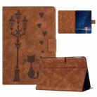 For Amazon Kindle 11th Gen 2022 Embossed Couple Cat Smart Tablet Leather Case(Brown) - 1