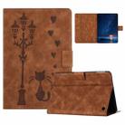 For Amazon Kindle Fire HD 8 2022 / 2020 Embossed Couple Cat Smart Tablet Leather Case(Brown) - 1