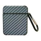 For AirPods 1 / 2 Carbon Fiber Square Leather Earphone Case with Hook(Black) - 1