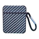 For AirPods 1 / 2 Carbon Fiber Square Leather Earphone Case with Hook(Blue) - 1