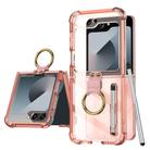 For Samsung Galaxy Z Flip6 GKK Airbag Protective Phone Case with Ring & Pen(Pink) - 1