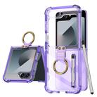 For Samsung Galaxy Z Flip6 GKK Airbag Protective Phone Case with Ring & Pen(Purple) - 1