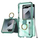 For Samsung Galaxy Z Flip6 GKK Airbag Protective Phone Case with Ring & Pen(Green) - 1