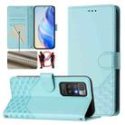 For Redmi 10 2022 / 2021 Honeycomb Embossing RFID Leather Phone Case(Mint Green) - 1