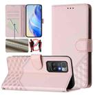 For Redmi 10 2022 / 2021 Honeycomb Embossing RFID Leather Phone Case(Pink) - 1