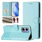 For Redmi 10 5G / Note 11E 5G / Note 11R Honeycomb Embossing RFID Leather Phone Case(Mint Green) - 1