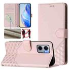 For Redmi 10 5G / Note 11E 5G / Note 11R Honeycomb Embossing RFID Leather Phone Case(Pink) - 1
