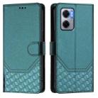 For Redmi 10 5G / Note 11E 5G / Note 11R Honeycomb Embossing RFID Leather Phone Case(Peacock Green) - 2