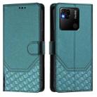 For Redmi 10A / 9C Honeycomb Embossing RFID Leather Phone Case(Peacock Green) - 2