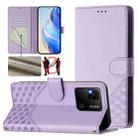 For Redmi 10A / 9C Honeycomb Embossing RFID Leather Phone Case(Light Purple) - 1