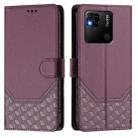 For Redmi 10A / 9C Honeycomb Embossing RFID Leather Phone Case(Violet) - 2