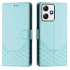 For Redmi 12 5G / 4G Global / Note 12R Honeycomb Embossing RFID Leather Phone Case(Mint Green) - 2