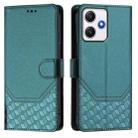 For Redmi 12 5G / 4G Global / Note 12R Honeycomb Embossing RFID Leather Phone Case(Peacock Green) - 2