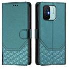 For Redmi 12C / 11A Honeycomb Embossing RFID Leather Phone Case(Peacock Green) - 2