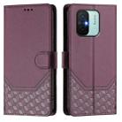 For Redmi 12C / 11A Honeycomb Embossing RFID Leather Phone Case(Violet) - 2