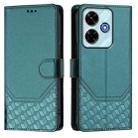 For Redmi 13 5G / 4G Global Honeycomb Embossing RFID Leather Phone Case(Peacock Green) - 2