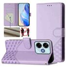 For Redmi 13 5G / 4G Global Honeycomb Embossing RFID Leather Phone Case(Light Purple) - 1