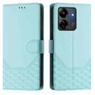 For Redmi 13C 4G Honeycomb Embossing RFID Leather Phone Case(Mint Green) - 2