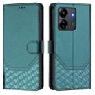 For Redmi 13C 4G Honeycomb Embossing RFID Leather Phone Case(Peacock Green) - 2