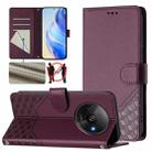 For Redmi A3 4G Global / A3X 4G Honeycomb Embossing RFID Leather Phone Case(Violet) - 1