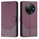 For Redmi A3 4G Global / A3X 4G Honeycomb Embossing RFID Leather Phone Case(Violet) - 2