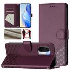 For Redmi K40 / K40 Pro Honeycomb Embossing RFID Leather Phone Case(Violet) - 1