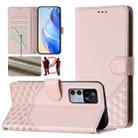 For Redmi K50 Ultra Honeycomb Embossing RFID Leather Phone Case(Pink) - 1