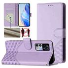 For Redmi K50 Ultra Honeycomb Embossing RFID Leather Phone Case(Light Purple) - 1