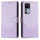 For Redmi K50 Ultra Honeycomb Embossing RFID Leather Phone Case(Light Purple) - 2