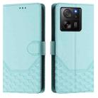 For Redmi K60 Ultra Honeycomb Embossing RFID Leather Phone Case(Mint Green) - 2