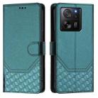 For Redmi K60 Ultra Honeycomb Embossing RFID Leather Phone Case(Peacock Green) - 2