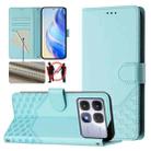 For Redmi K70 Ultra 5G Honeycomb Embossing RFID Leather Phone Case(Mint Green) - 1