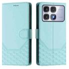 For Redmi K70 Ultra 5G Honeycomb Embossing RFID Leather Phone Case(Mint Green) - 2