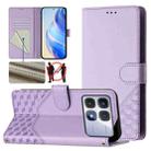 For Redmi K70 Ultra 5G Honeycomb Embossing RFID Leather Phone Case(Light Purple) - 1