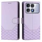 For Redmi K70 Ultra 5G Honeycomb Embossing RFID Leather Phone Case(Light Purple) - 2