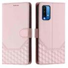 For Redmi 9T Global Honeycomb Embossing RFID Leather Phone Case(Pink) - 2