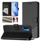 For Redmi 9T Global Honeycomb Embossing RFID Leather Phone Case(Black) - 1