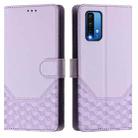 For Redmi 9T Global Honeycomb Embossing RFID Leather Phone Case(Light Purple) - 2